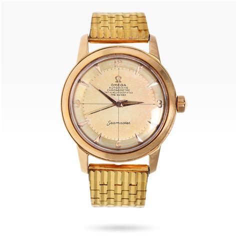 1950s omega seamaster 18k rose gold plated manual wind|omega 501 watch.